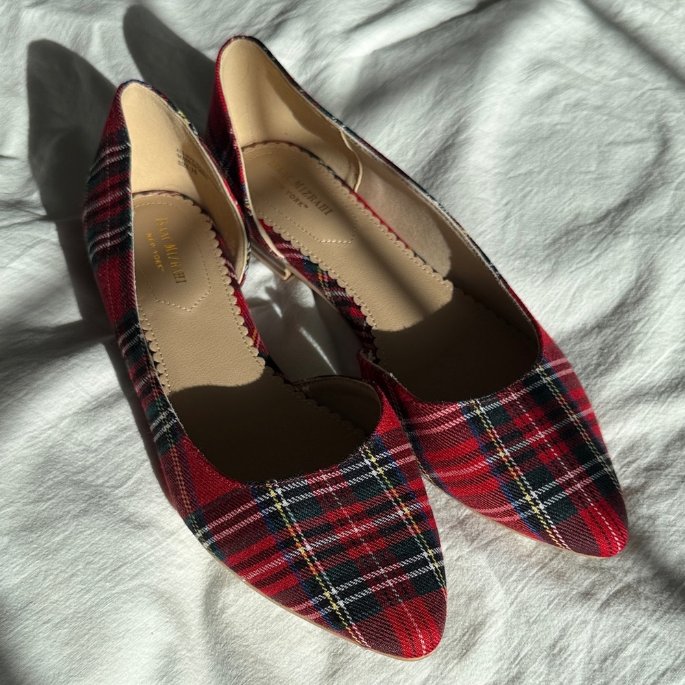 Isaac Mizrahi Red Plaid Tartan Flats 10